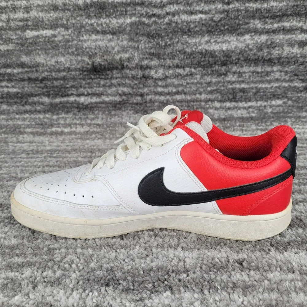 Nike Court Vision Low Mens White Red Black Leather Sneakers Shoes Size 10‎